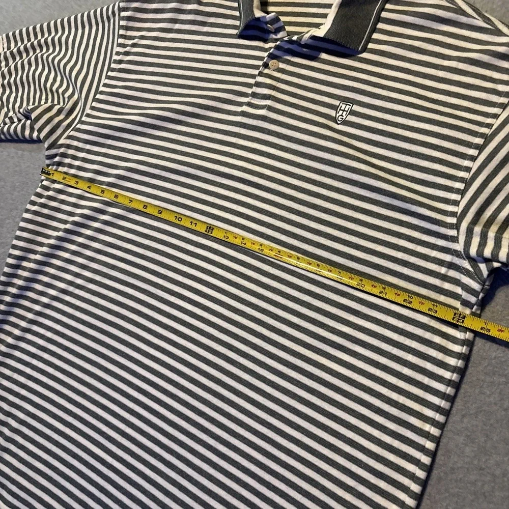 TWINHILL Golf Company Men's XL Gray White Striped Polo‎ Very Good Cond.